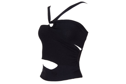Vintage Italian brand asymmetrical cut top with o-ring and cut-out details - Made in Italy