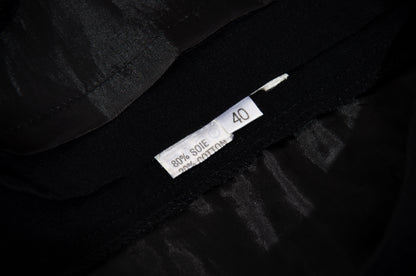 90s French brand silk blend brandebourg closure black maxi skirt