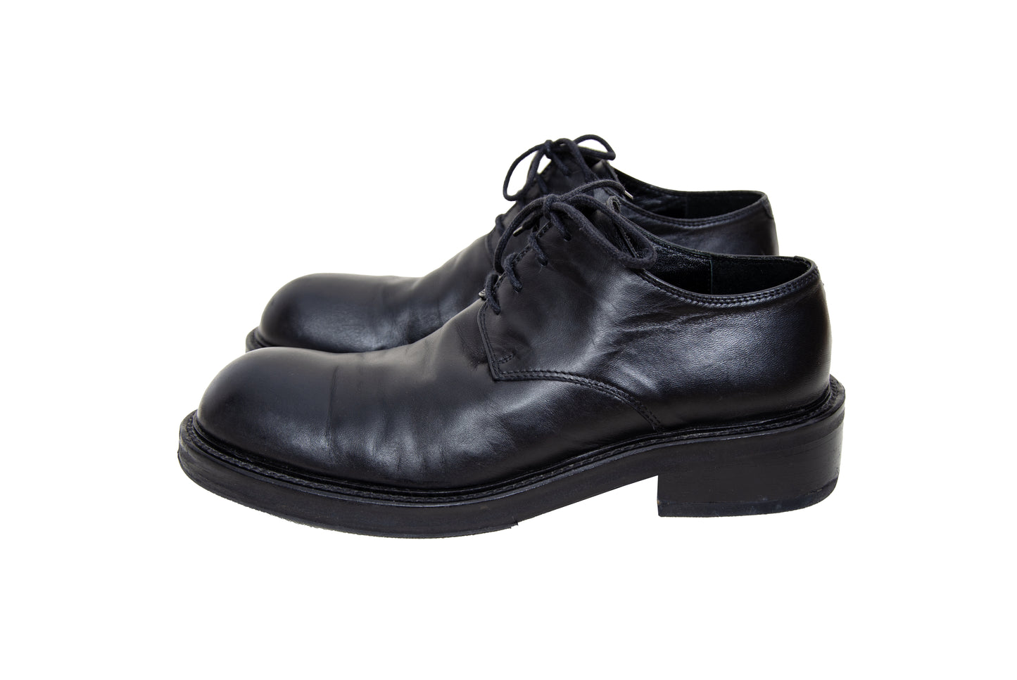 Vintage Collection Privée..? black leather lace-up derby shoes - Made in Italy - EU 39