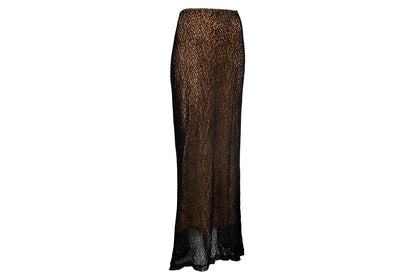 Vintage Ozbek black crochet skirt with soft mesh lining / Made in Italy