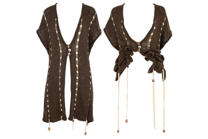 Vintage PierAntonioGaspari brown cotton knit convertible 2-in-1 sleeveless top - Made in Italy