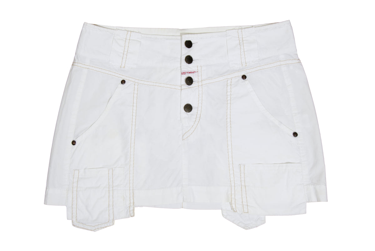 2000s Marithé + François Girbaud white technical utility mini skirt