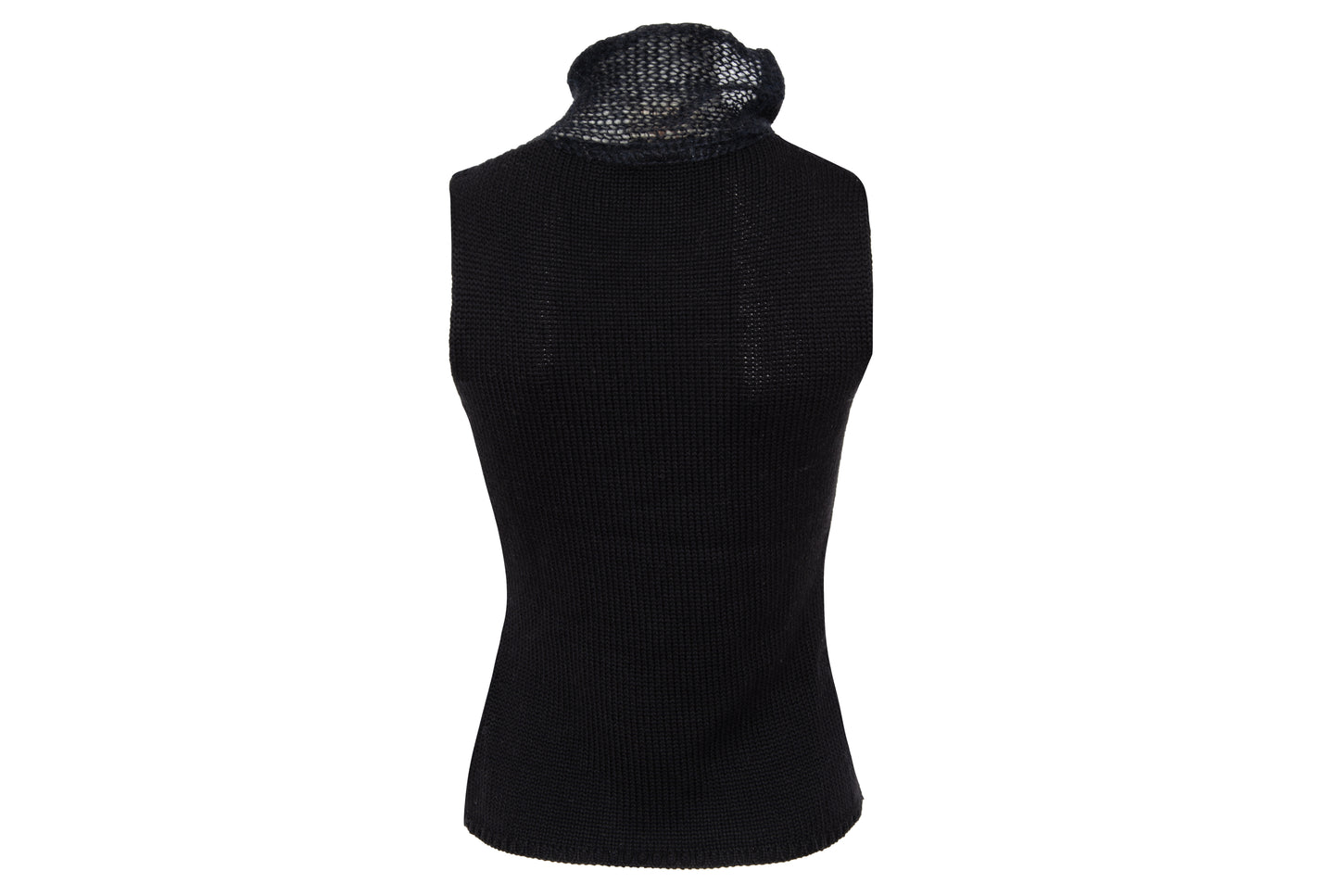 2000s avant garde black fuzzy mohair deformed knit cut out sleeveless top - Italian vintage