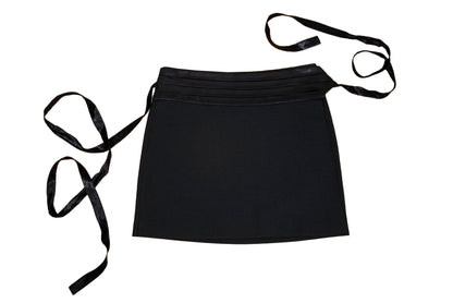 F/W 2001 Simultaneous black mini wrap skirt with pleated satin cummerbund waistband