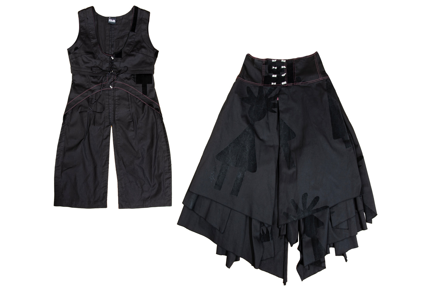 RARE Biche de Bere asymmetric top and corset skirt two piece set