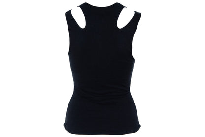 Vintage Marcel Marongiu minimalist black sleeveless top with split shoulder straps