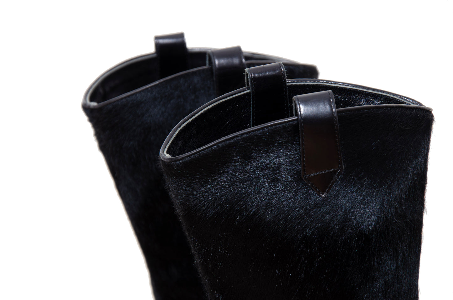 Vintage Italian black pony hair western boots - Genuine leather – Made in Italy
