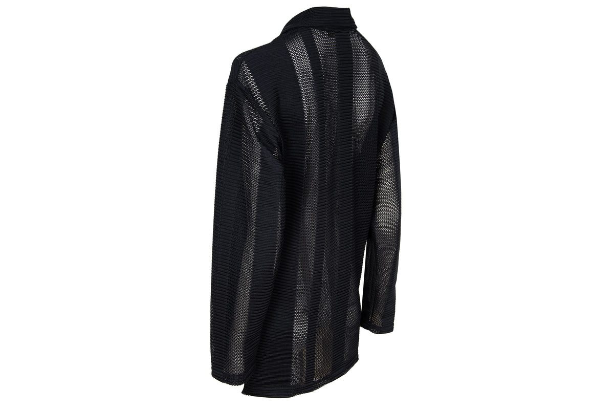 90s French brand permanent pleats sheer panels avant garde button-up shirt - Made in France