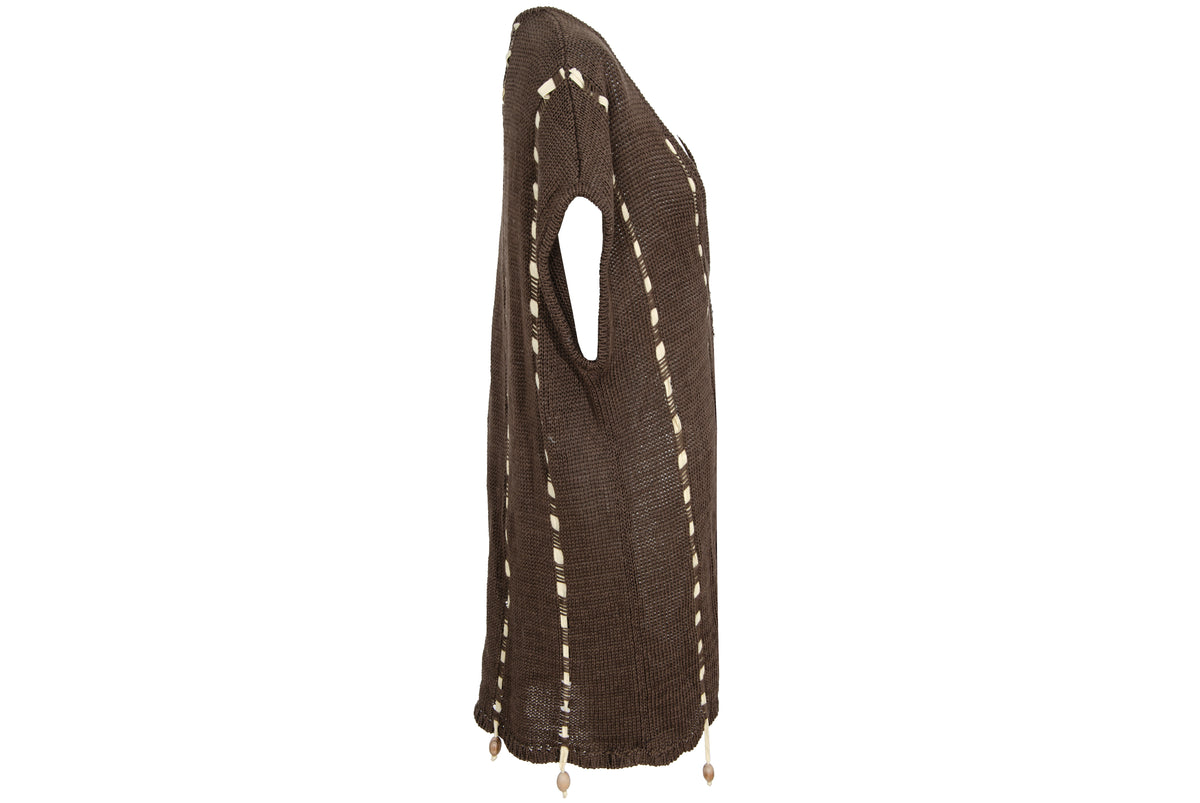 Vintage PierAntonioGaspari brown cotton knit convertible 2-in-1 sleeveless top - Made in Italy