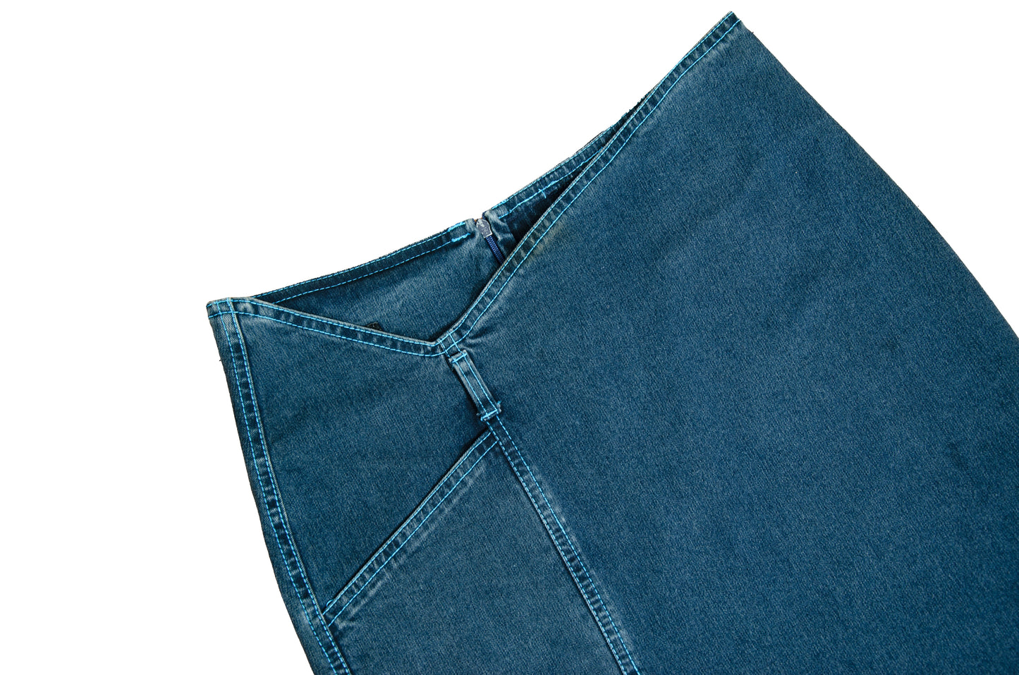 2000s Fatima Lopes cropped jacket and low waisted skirt denim set