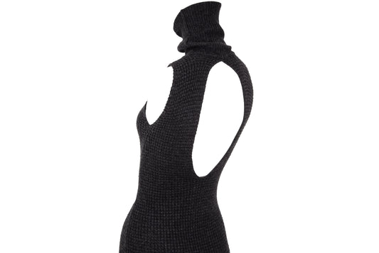 Vintage Italian brand cashmere blend knit open back sleeveless dress - Made in Italy