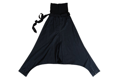 2000s Cop Copine convertible black low crotch pants or strapless jumpsuit