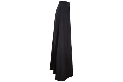 Vintage Atsuro Tayama black wool maxi skirt with adjustable ruched drawstring - Made in Japan
