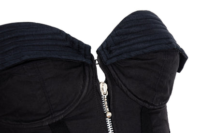 1990s Italian brand black cotton cropped bustier top / Made in Italy