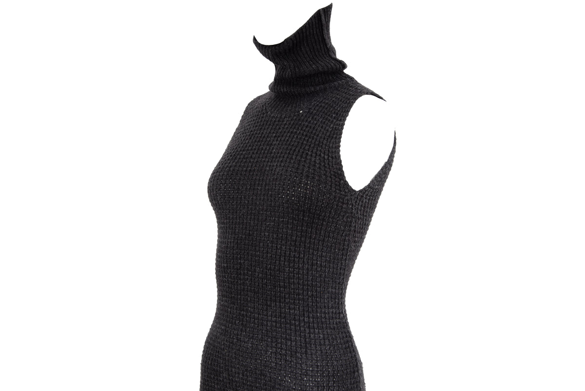 Vintage Italian brand cashmere blend knit open back sleeveless dress - Made in Italy