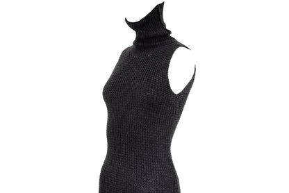 Vintage Italian brand cashmere blend knit open back sleeveless dress - Made in Italy