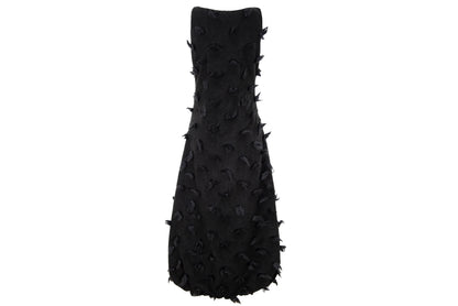 Rare Biche de Bere black boiled wool dress with 3D tufted wool pompom details