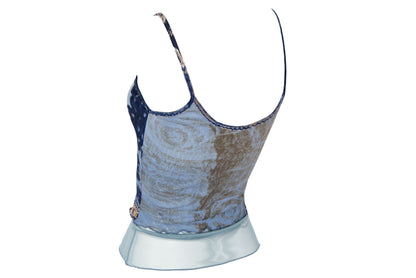 90s sheer mesh camisole - Italian designer sleeveless printed mesh top - Made in Italy