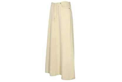 Vintage Jean Paul Gaultier butter yellow pinstripe low waisted maxi skirt