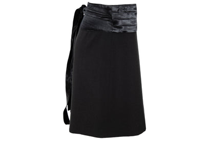 F/W 2001 Simultaneous black mini wrap skirt with pleated satin cummerbund waistband