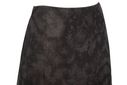 90s Italian brand 100% silk brown watercolor midi skirt - Made in Italy