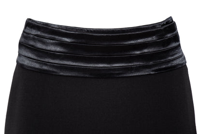 F/W 2001 Simultaneous black mini wrap skirt with pleated satin cummerbund waistband