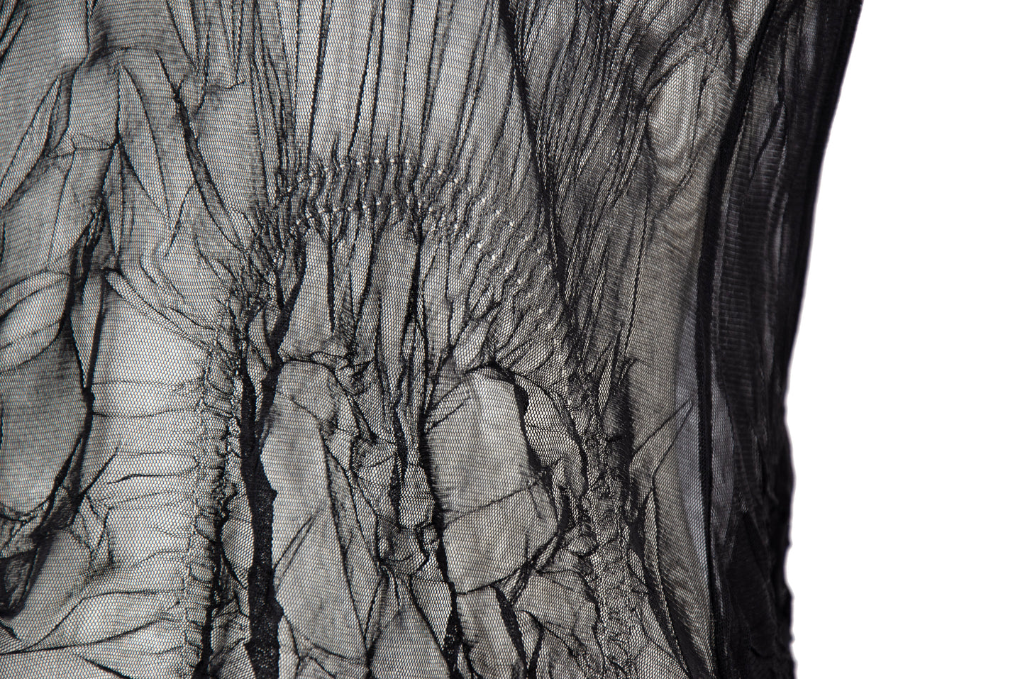 90s French brand permanent pleats sheer mesh sleeveless tunic