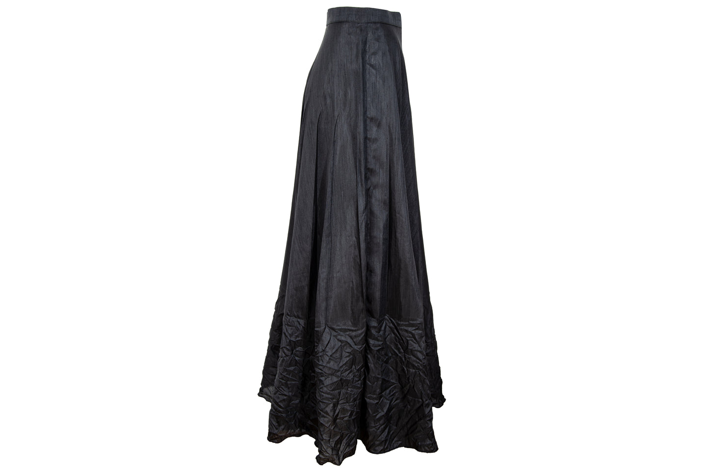 Vintage 1990s French designer black permanent pleats maxi skirt - Made in France