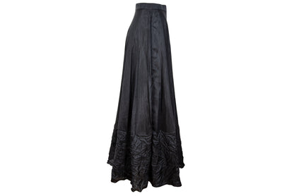 Vintage 1990s French designer black permanent pleats maxi skirt - Made in France