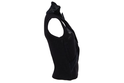 2000s avant garde black fuzzy mohair deformed knit cut out sleeveless top - Italian vintage