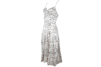 2000s Italian designer silk polka dot spaghetti straps midi dress - Made in Italy