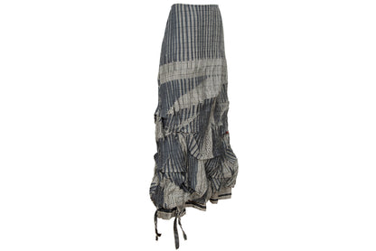 2000s permanent pleats plaid deconstructed avant garde skirt - Vintage French brand - Made in France