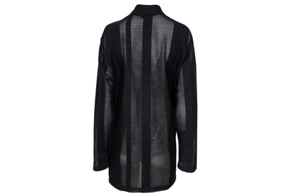 90s French brand permanent pleats sheer panels avant garde button-up shirt - Made in France