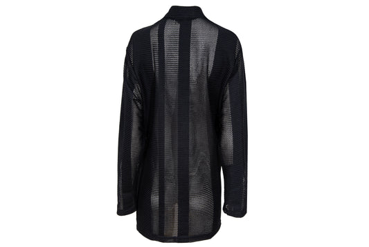 90s French brand permanent pleats sheer panels avant garde button-up shirt - Made in France