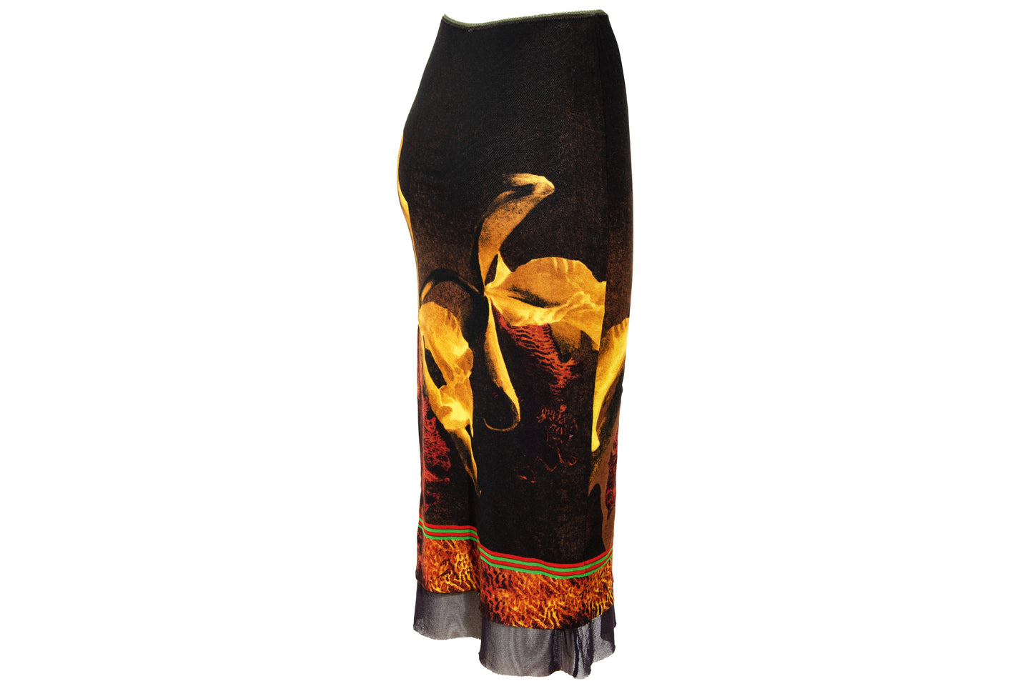 90s Italian brand sheer mesh orchid flower print skirt - Made in Italy