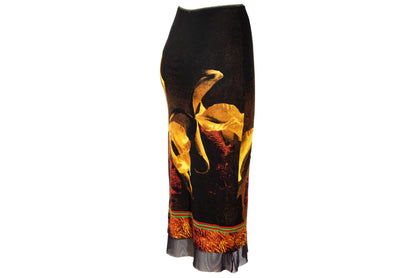 90s Italian brand sheer mesh orchid flower print skirt - Made in Italy
