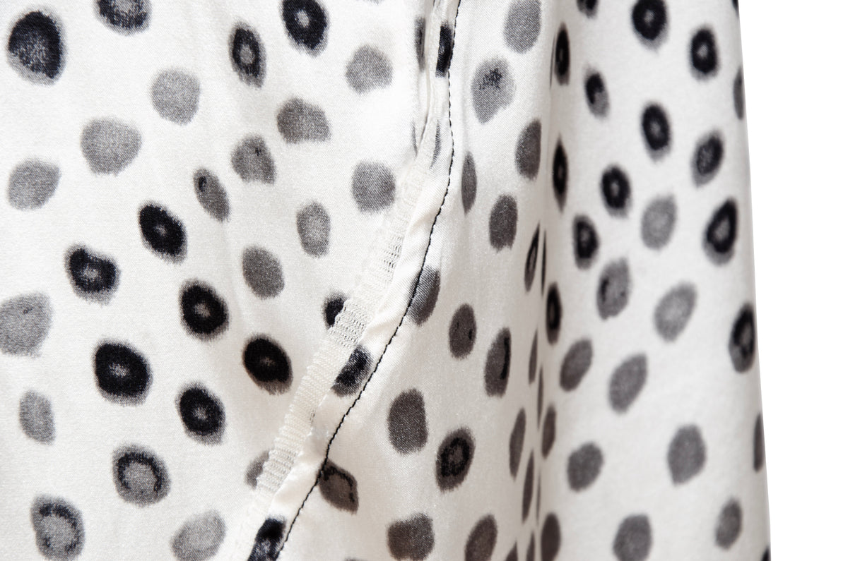 2000s Italian designer silk polka dot spaghetti straps midi dress - Made in Italy