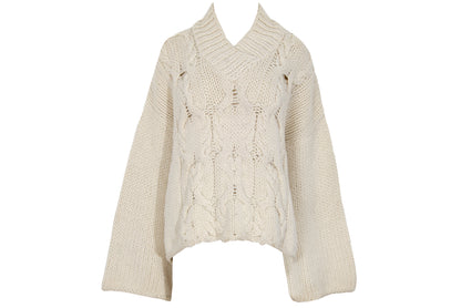 Vintage Ivan Grundahl 100% wool avant garde wide sleeves oversized cable knit pullover