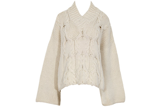 Vintage Ivan Grundahl 100% wool avant garde wide sleeves oversized cable knit pullover