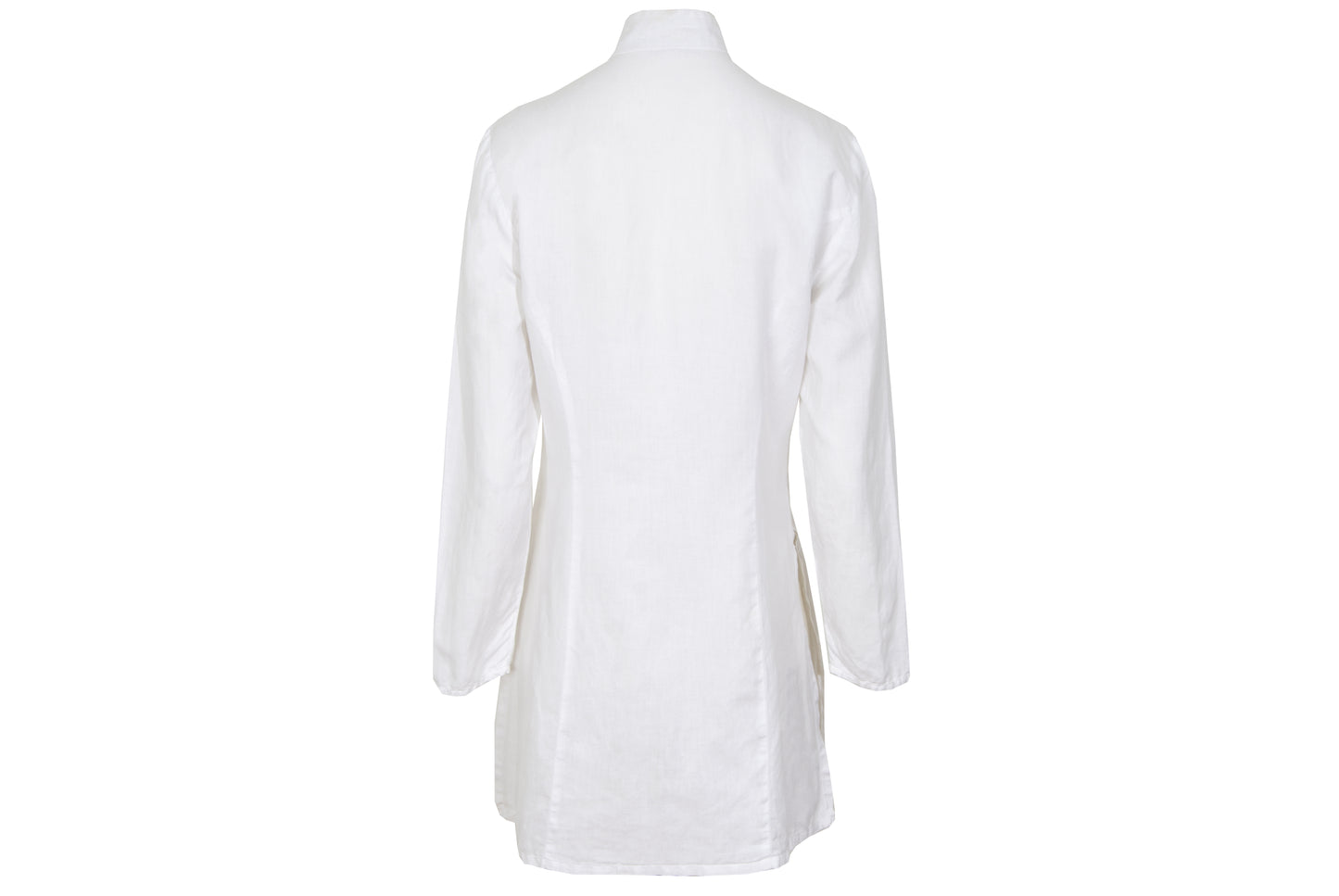 90s minimalist white cotton shirt with multi-button closure and stand collar