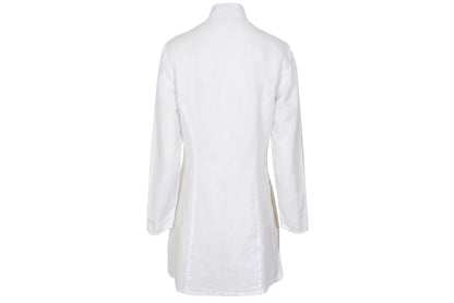 90s minimalist white cotton shirt with multi-button closure and stand collar