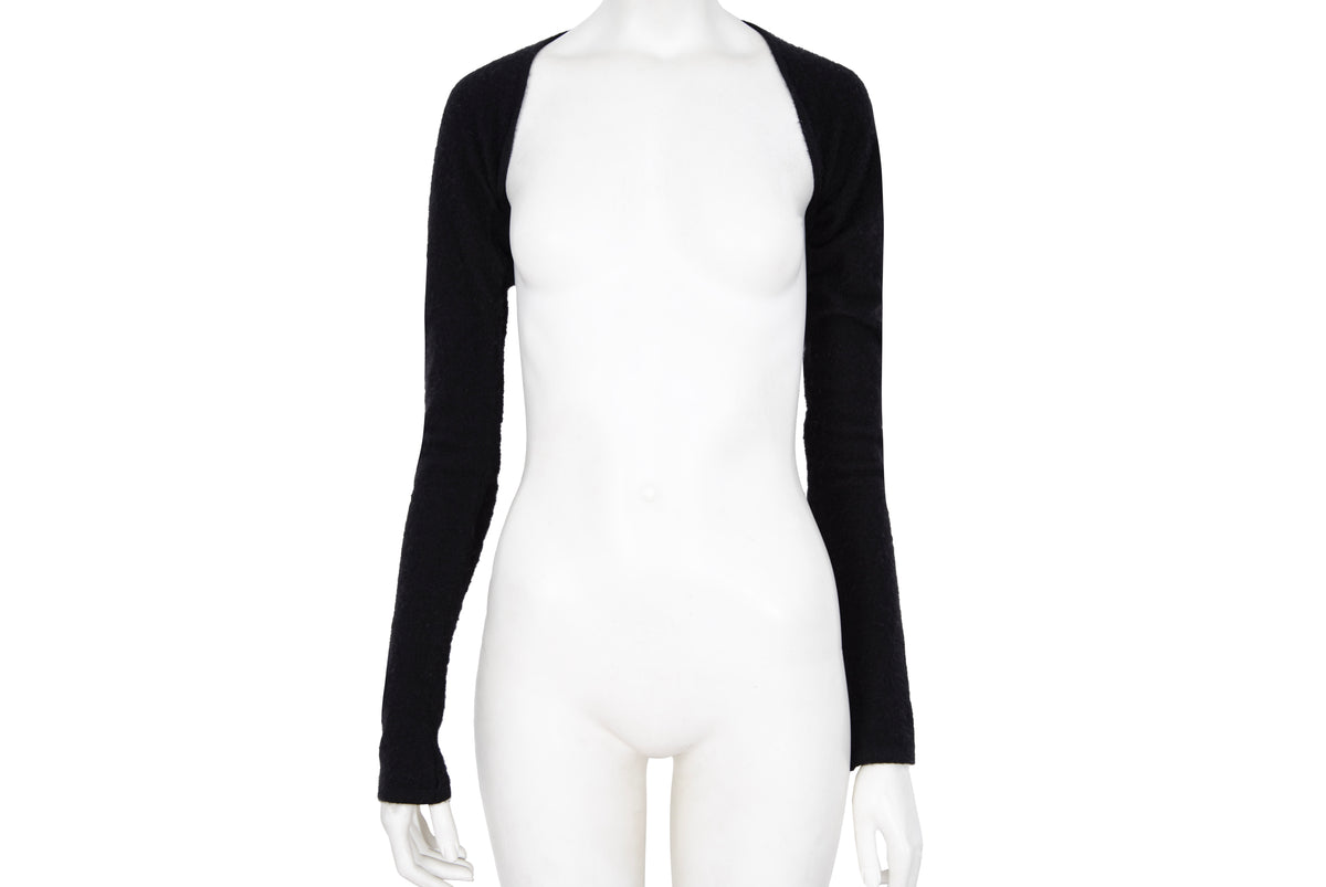 Vintage black cashmere cropped extra long sleeves bolero - Made in Italy