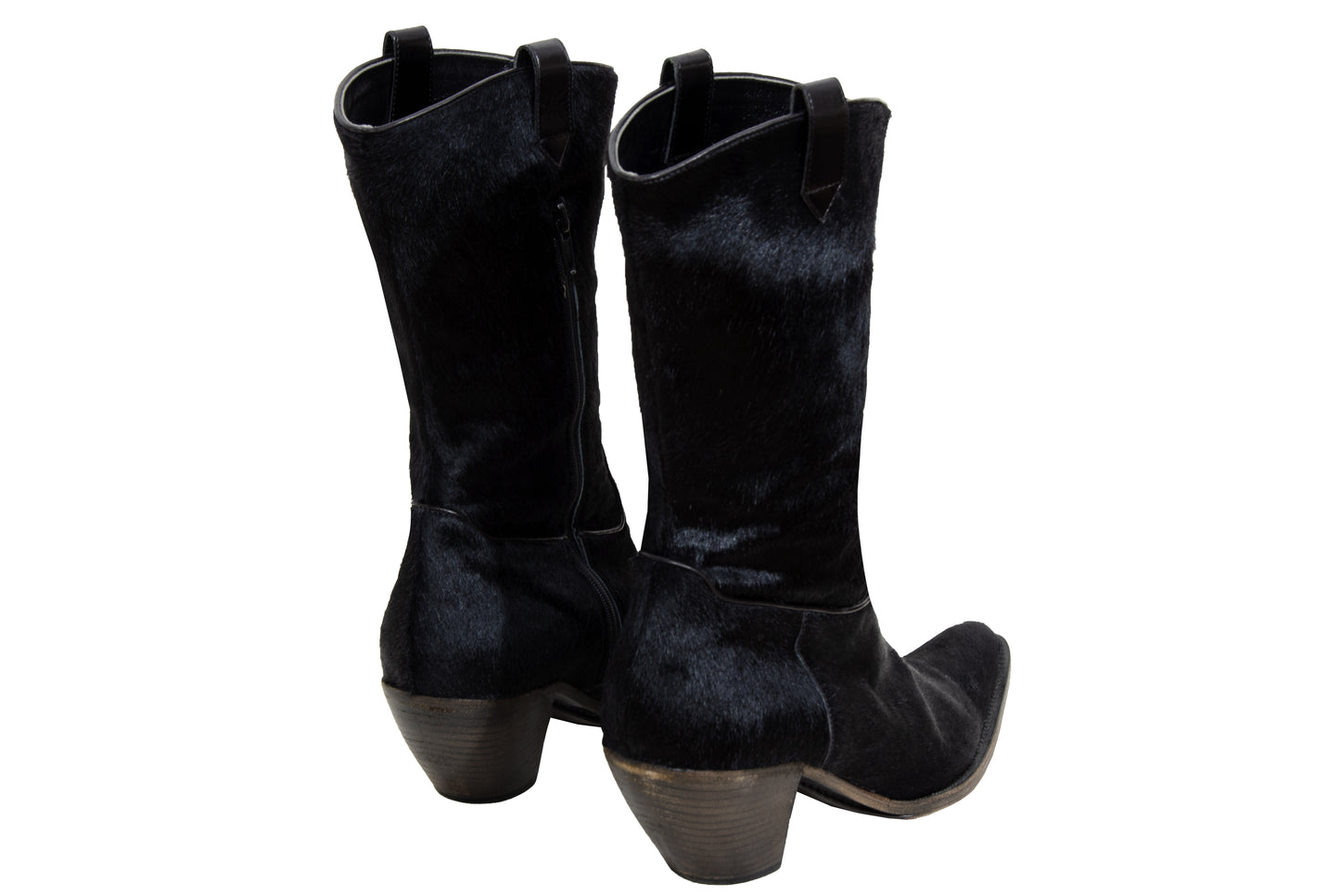 Vintage Italian black pony hair western boots - Genuine leather – Made in Italy