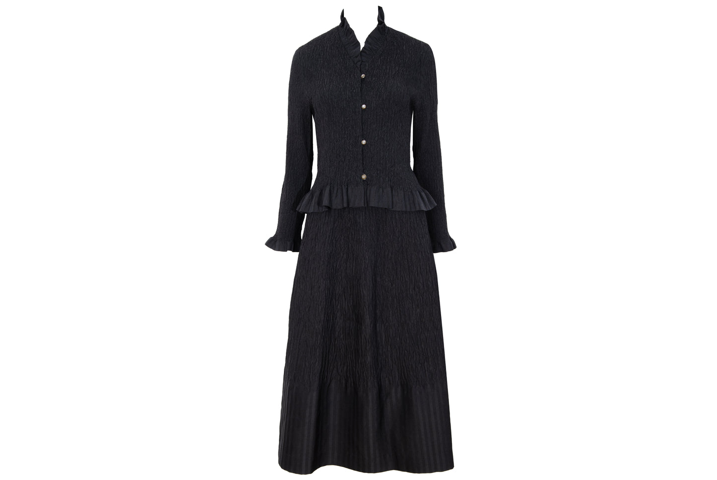 Vintage Akihiko Izukura silk permanent pleats shirt and skirt two piece set