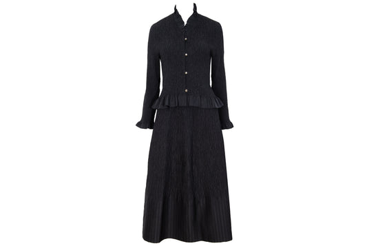 Vintage Akihiko Izukura silk permanent pleats shirt and skirt two piece set