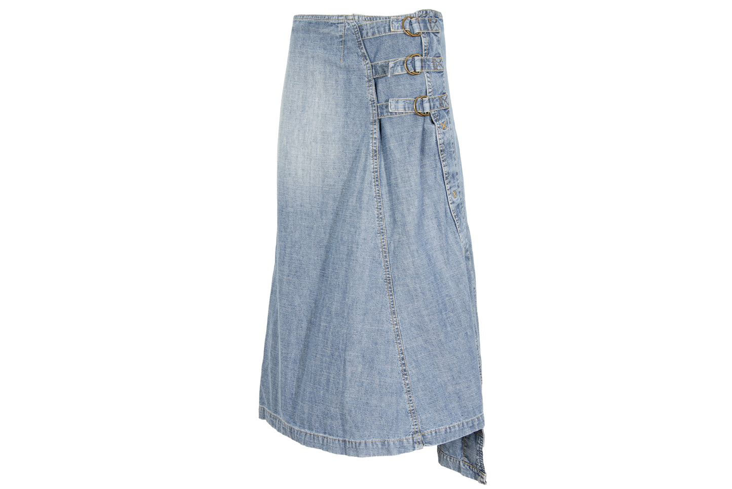 2000s Cop Copine light wash denim wrap skirt / Made in France