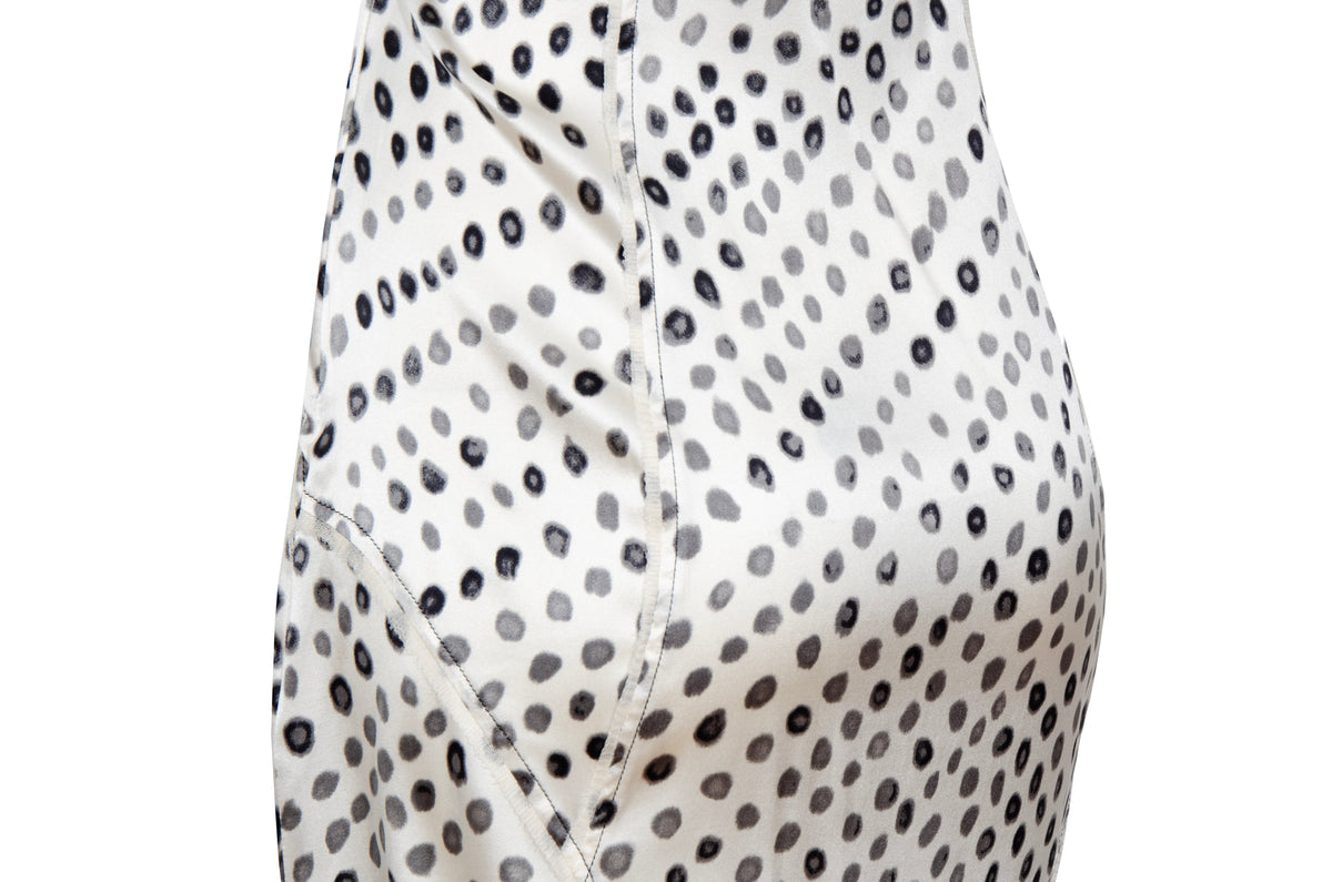 2000s Italian designer silk polka dot spaghetti straps midi dress - Made in Italy