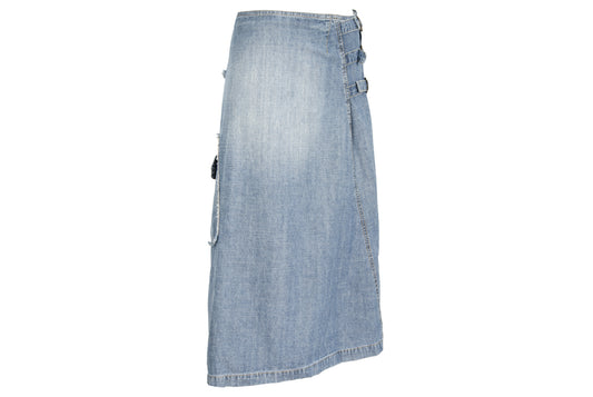 2000s Cop Copine light wash denim wrap skirt / Made in France