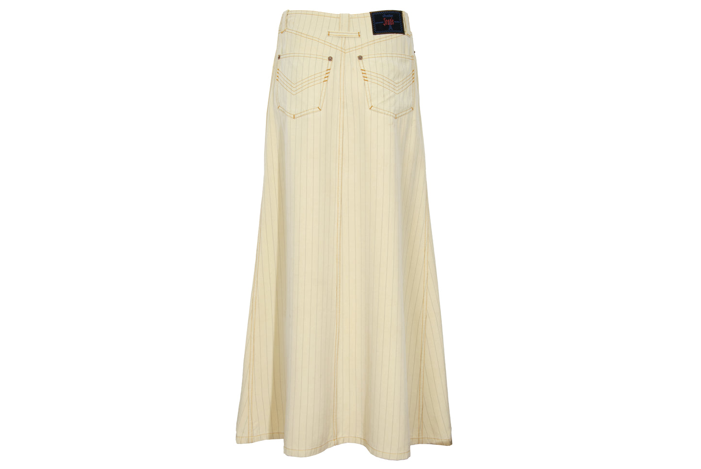 Vintage Jean Paul Gaultier butter yellow pinstripe low waisted maxi skirt