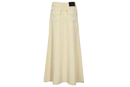 Vintage Jean Paul Gaultier butter yellow pinstripe low waisted maxi skirt